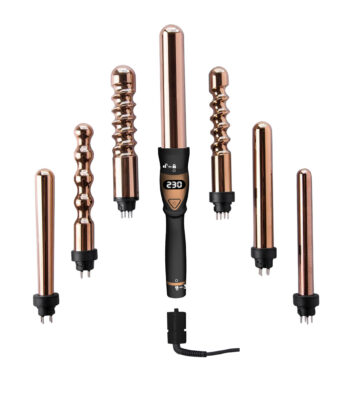 7 In 1 Electric Custom Ceramic Cordless Wireless Hair Curlers Rose Gold Curling Wand